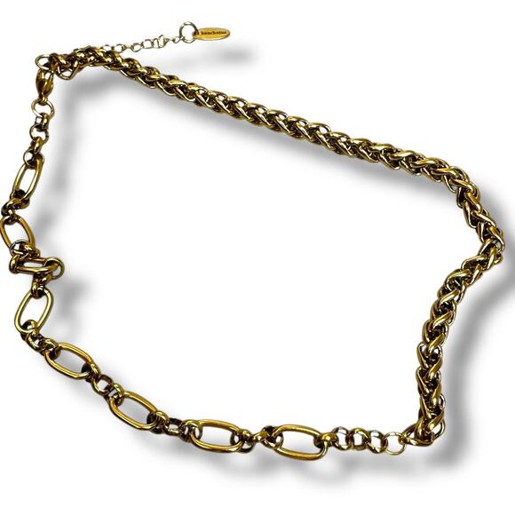Keachains Handmade 18k Gold Plated Stainless Steel Wheat Cable Chocker Necklace - Picture 1 of 5